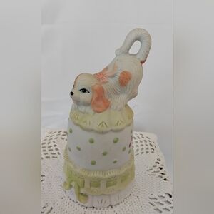 Vtg Porceline Bell With Dog Figurine By Loomco 1993